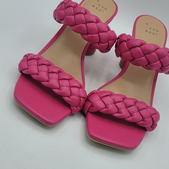 A New Day Basil Braided Block Heel Sandals Magenta Pink Size 6.5 Mules - Picture 7 of 13